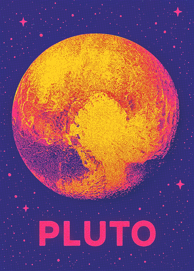 Pluto Planet Retro Space Art