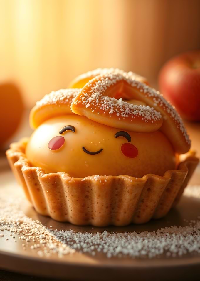 Cute Apple Tart with Smiling Face
