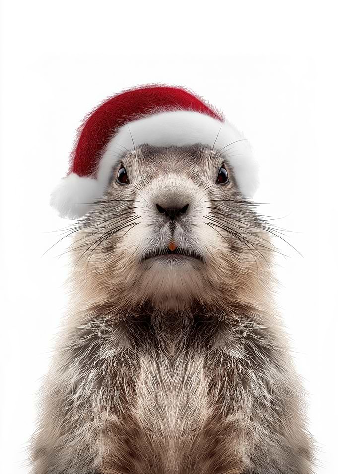 Groundhog in Santa Hat