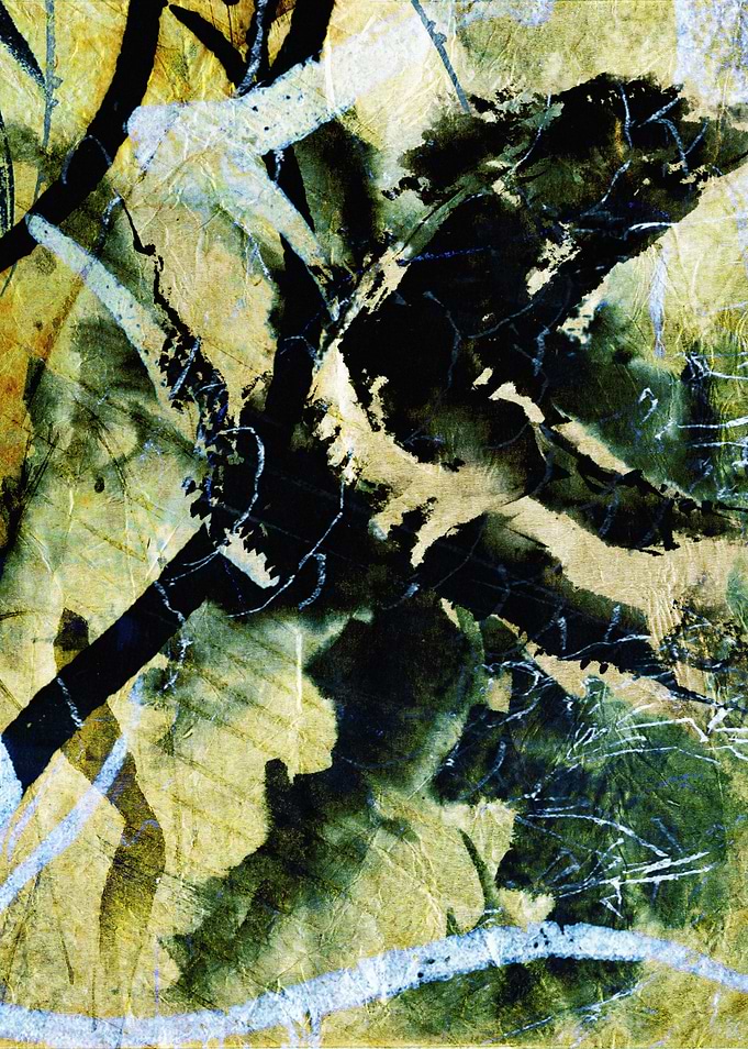 Paper Storm , Abstract Ink and Watercolor Painting