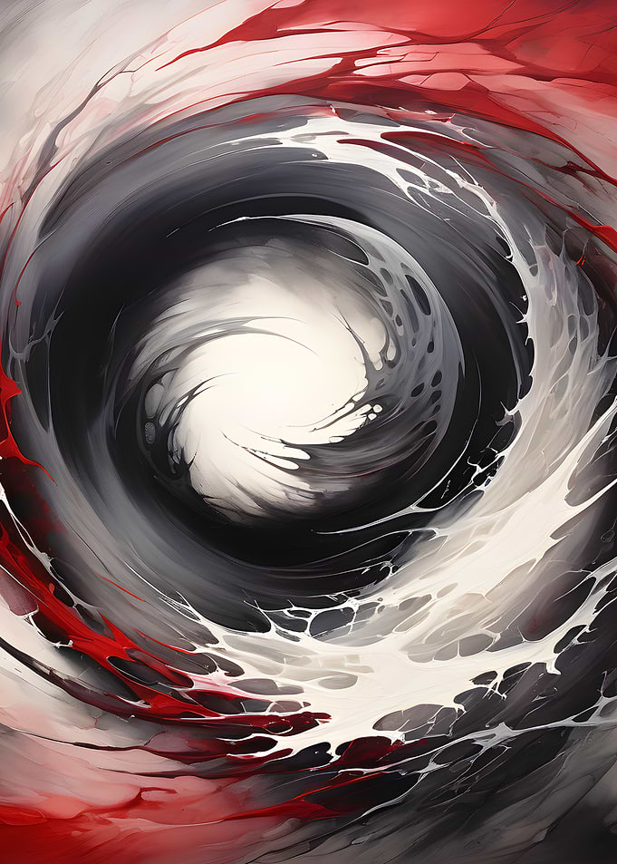 Abstract Red, Black, and White Vortex