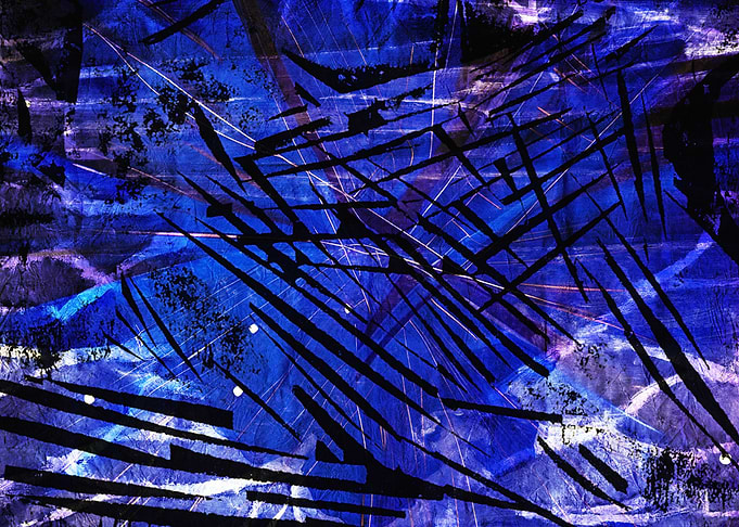 Lofi Geometry Abstract Blue and Black Pattern