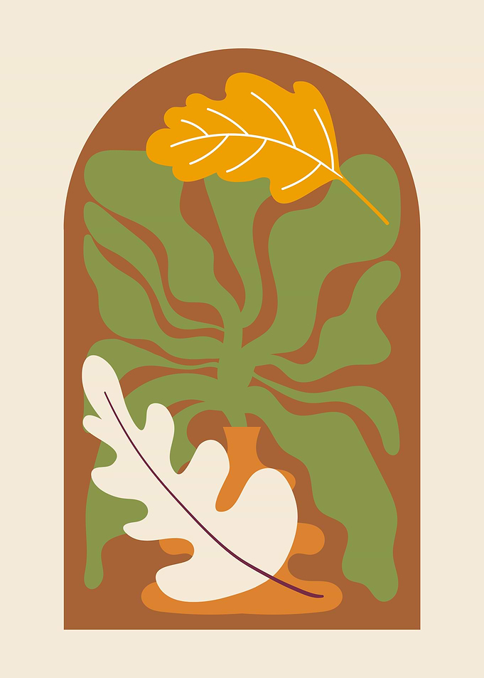 Abstract Leaves in Archway Illustration
