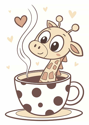Giraffe in a Coffee Cup