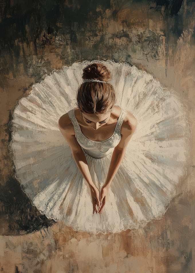 Ballerina in White Tutu | Elegant Ballerina from Above