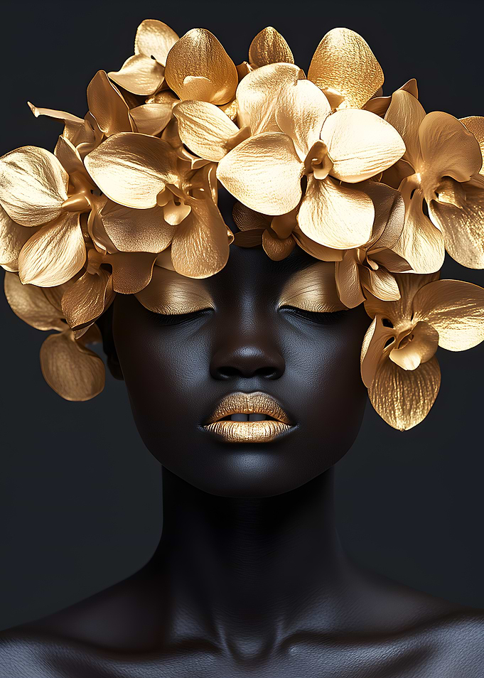Golden Orchid Woman Portrait