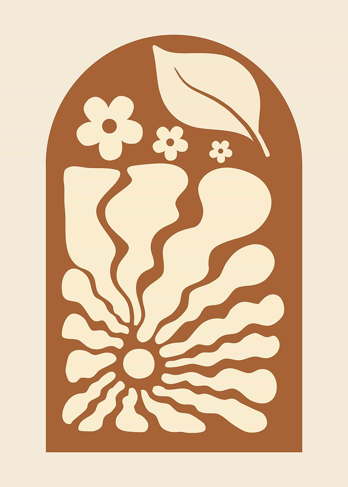 Floral Archway Illustration in Brown and Beige