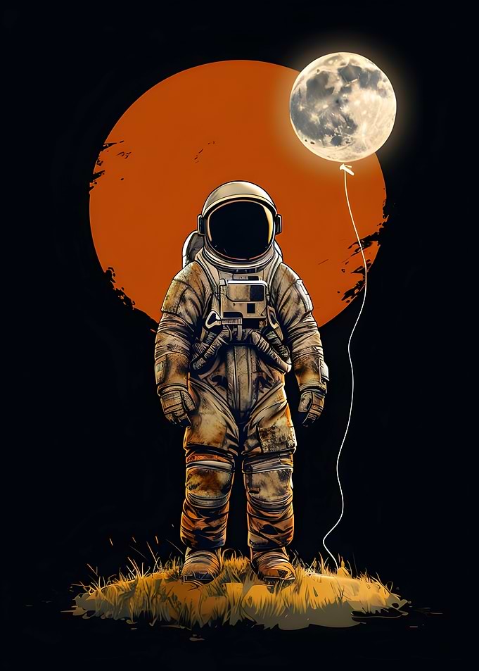Astronaut with Moon Balloon