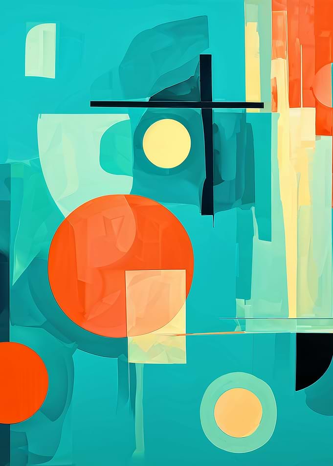 Abstract Geometric Shapes in Teal and Orange