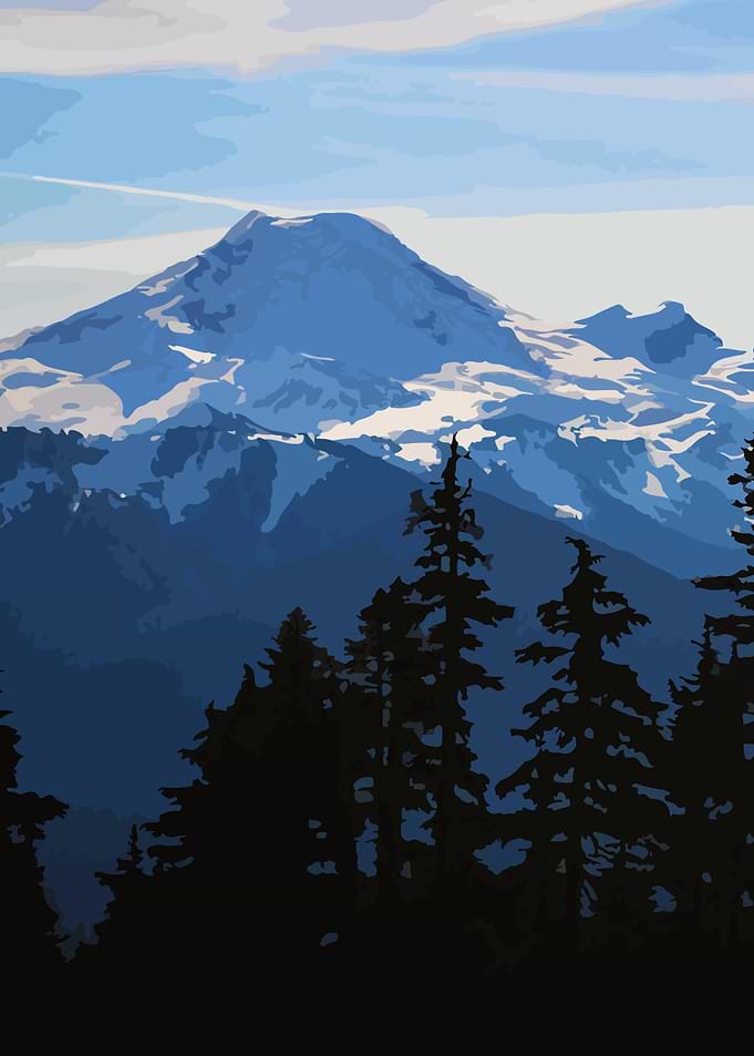 Mountain and Forest Landscape Illustration