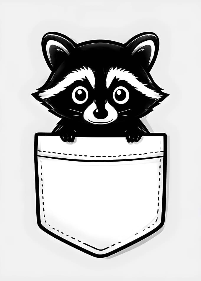 Cartoon Raccoon in Pocket