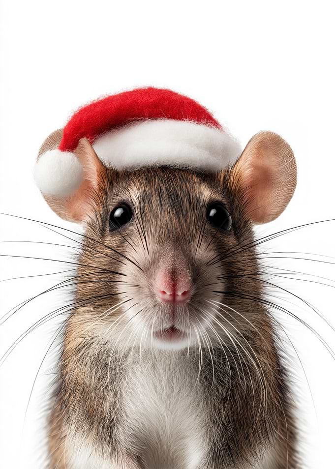 Festive Mouse with Santa Hat