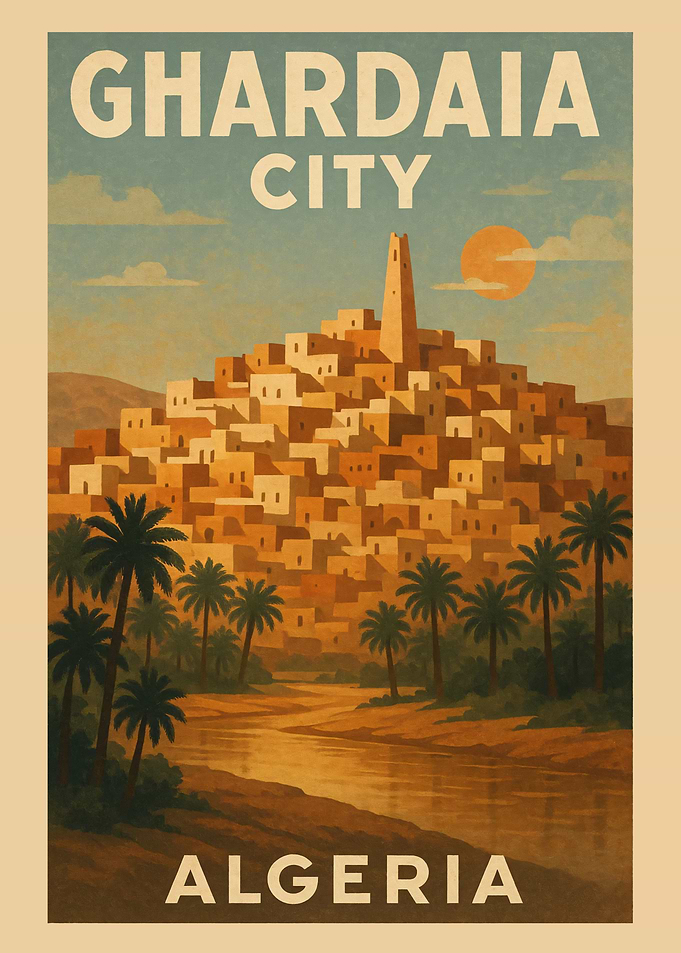 Ghardaia City, Algeria Travel Poster
