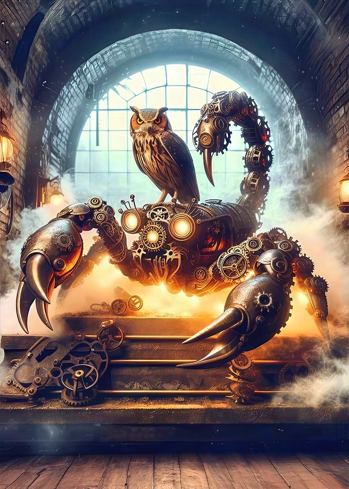 Steampunk Owl Scorpion Machine