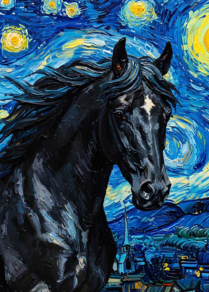 Horse in Starry Night Style