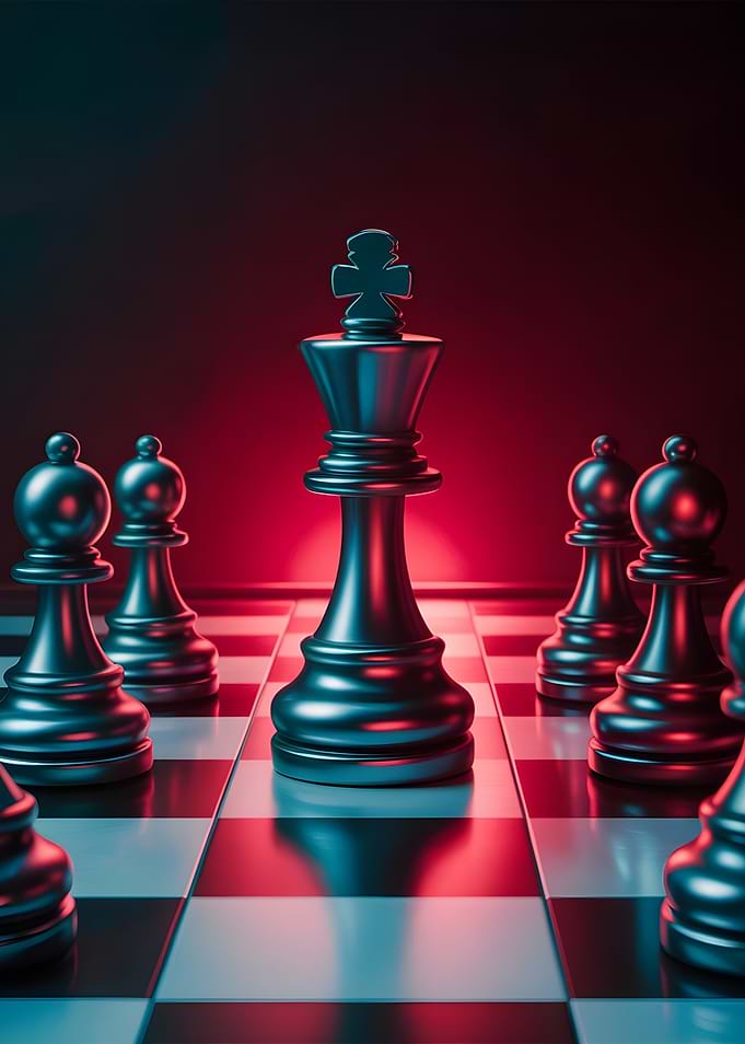 Chess King Surrounded by Pawns