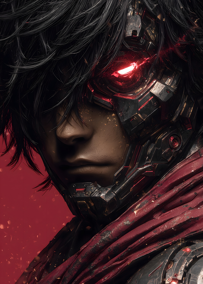 Cyberpunk Warrior with Red Eye