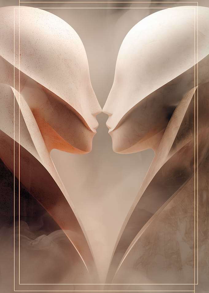 Abstract Faces in Beige Tones