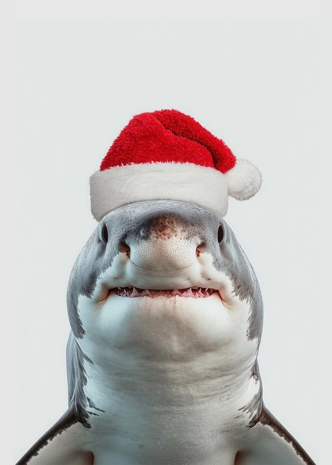 Great White Shark with Santa Hat