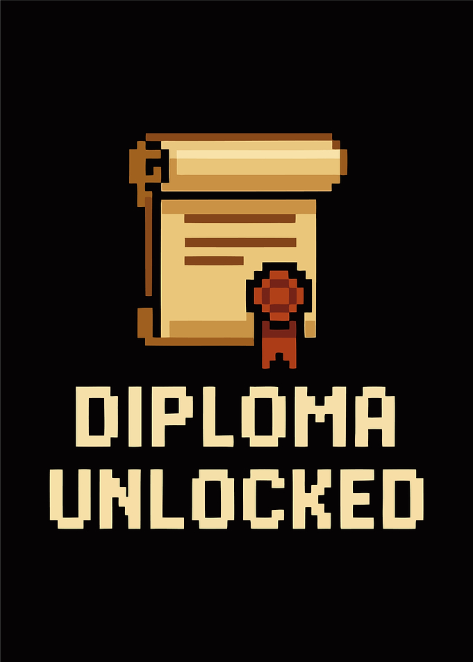 Diploma Unlocked Pixel Art funny graduation quotes