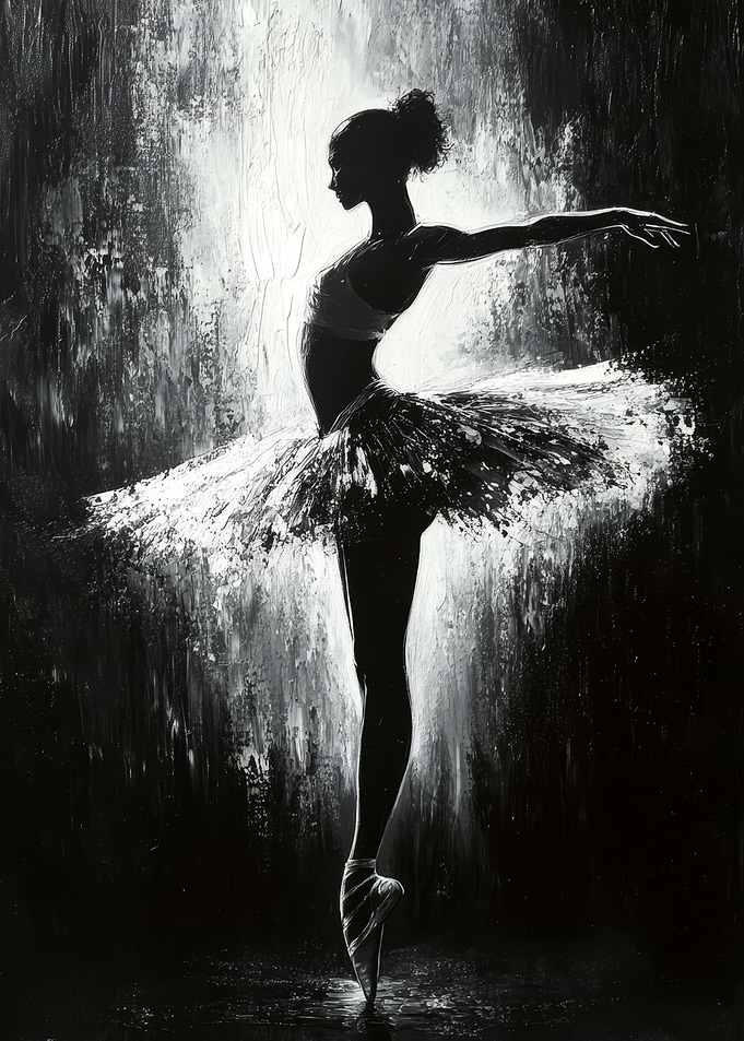 Monochrome Ballerina Painting | Dance Wall Art