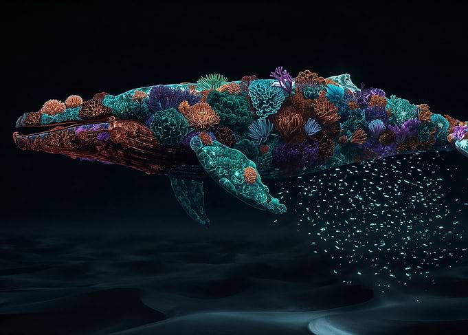 Coral Whale in the Deep Sea
