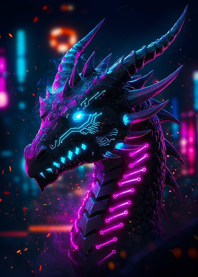 Cyberpunk Dragon Head Profile