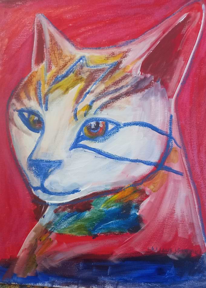 Colorful Cat Portrait Painting
