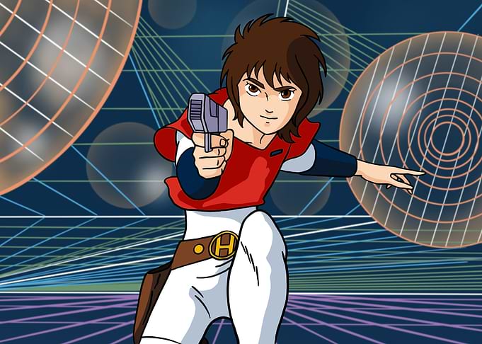 Anime Hero with Gun in Space