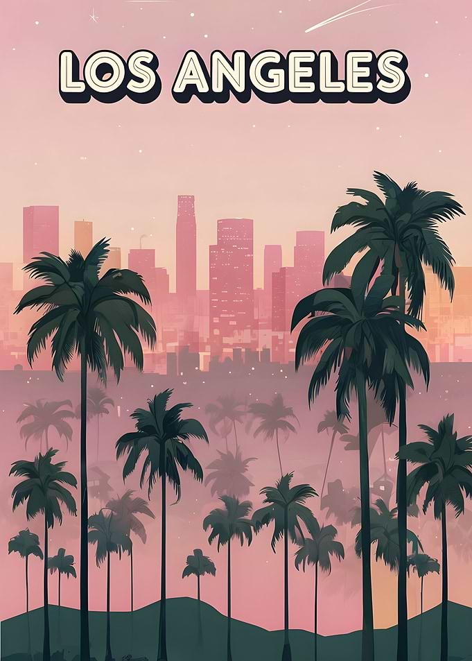 Los Angeles Palm Trees Cityscape
