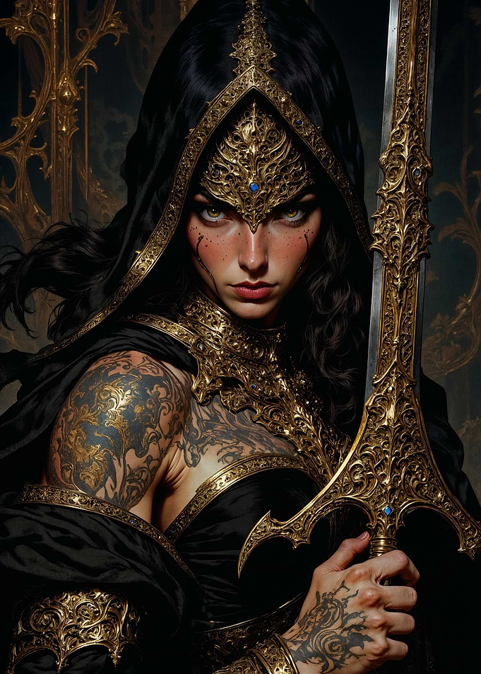 Warrior Queen with Golden Sword