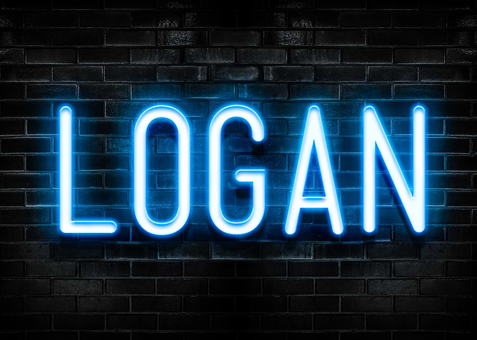 Logan Neon Sign on Brick Wall