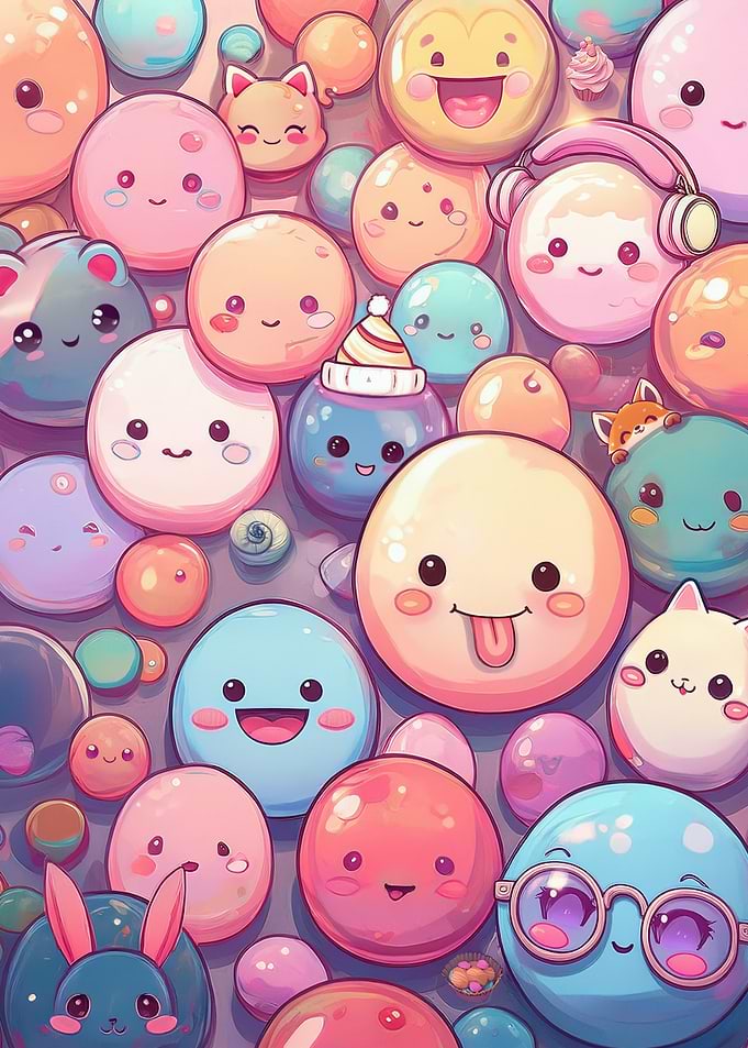 Cute Kawaii Faces Background