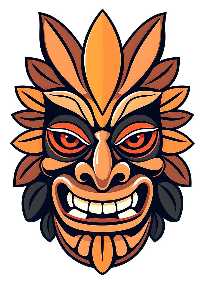 Cartoon Tiki Mask Illustration