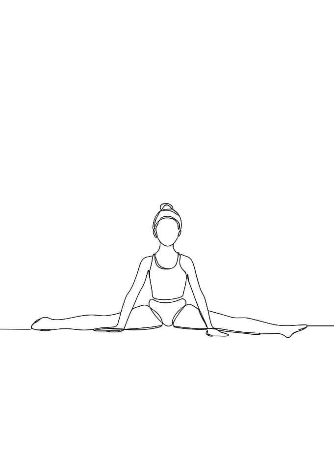Gymnast in Splits Minimalist Line Art