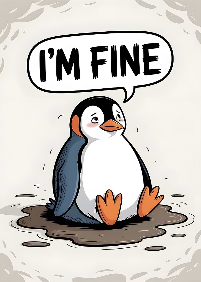 Sad Penguin Saying I'm Fine