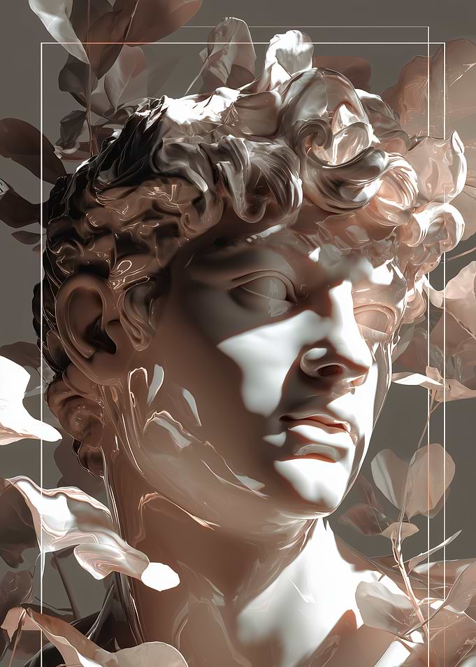 David Statue with Floral Accents