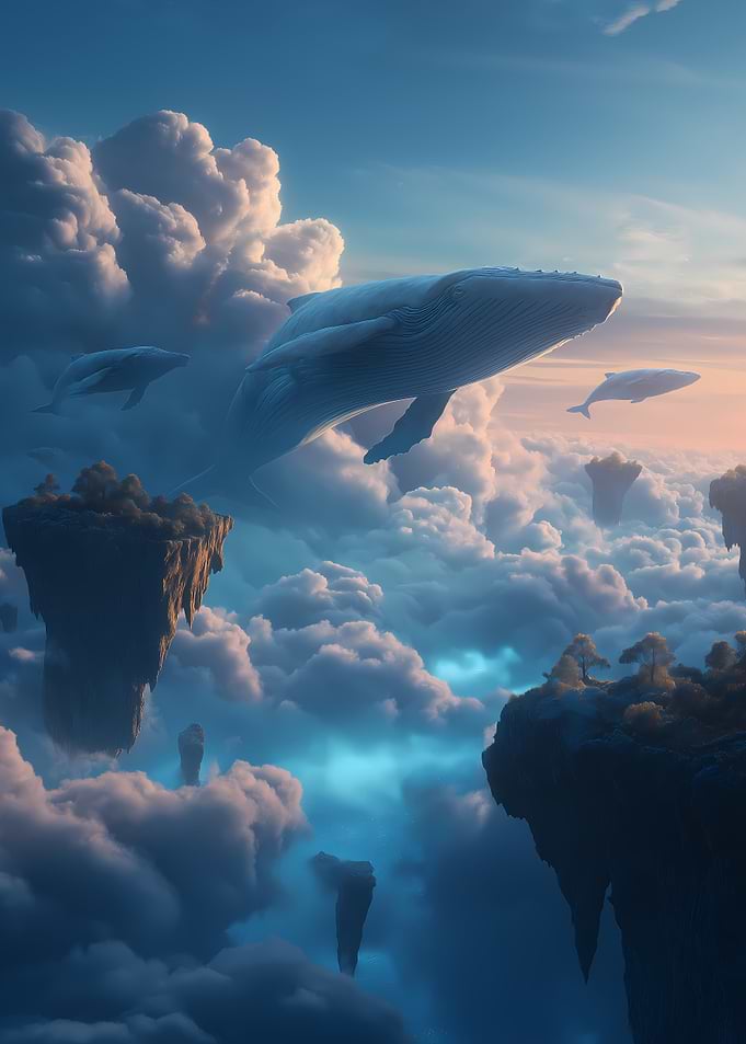 Flying whales over floating islands