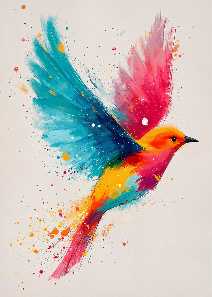 Colorful Bird Watercolor Painting
