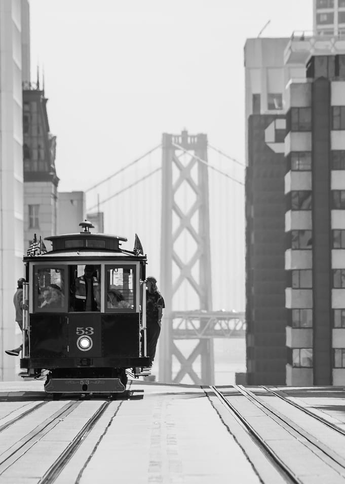 San Francisco Cable Car in Black and White