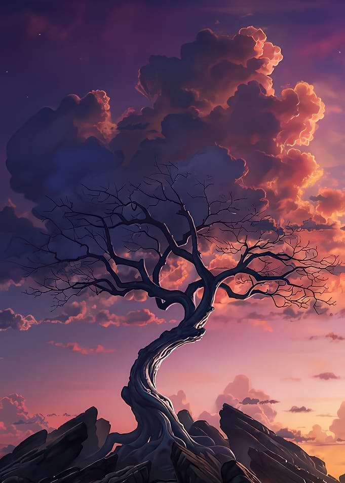 Bare Tree at Sunset