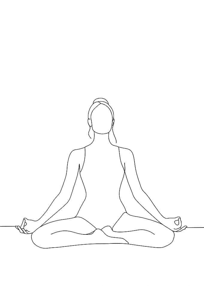 Woman in Lotus Position Minimalist Line Art