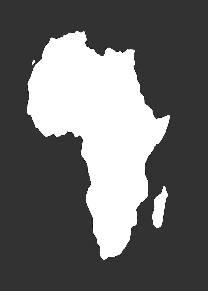 Africa Continent White Silhouette on Gray