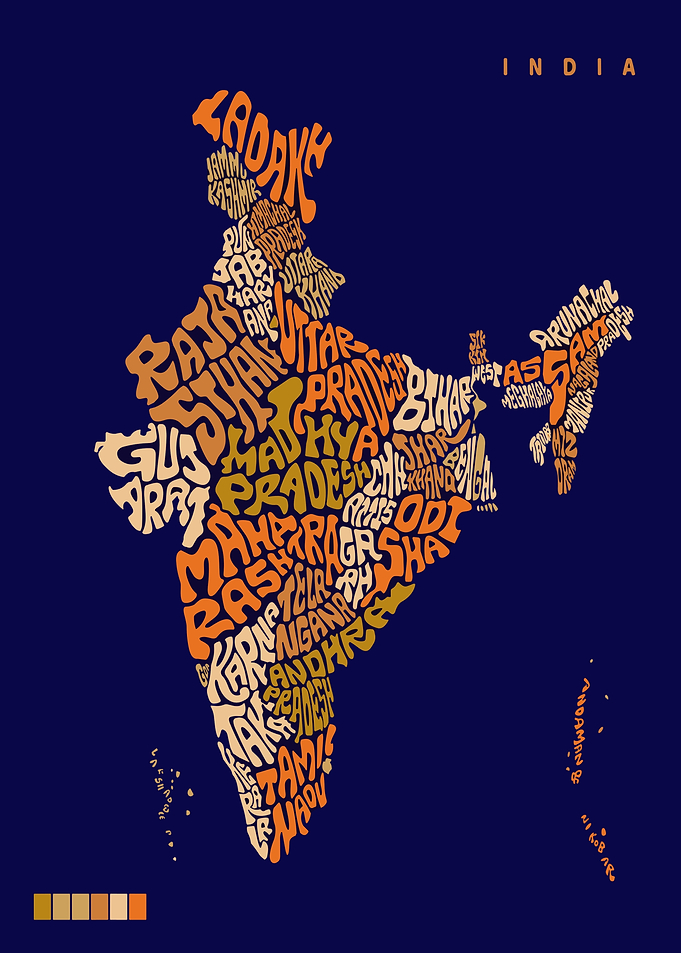 India Map Typography Art