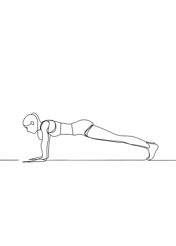 Woman in Plank Position Minimalist Line Art