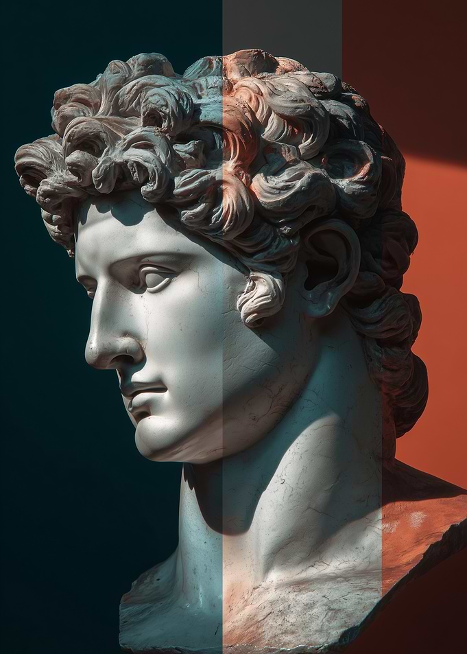 Statue with French Flag Colors