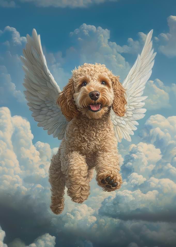 Goldendoodle Dog Flying in the Sky | Goldendoodle Remembrance Wall Art