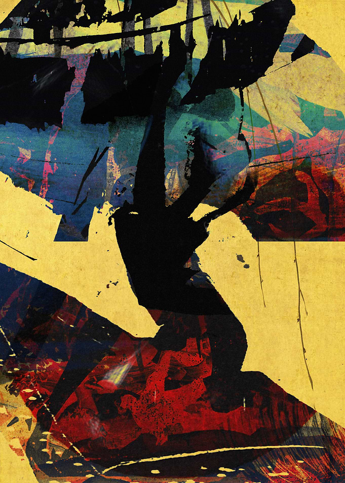 Abstract Nature with Yellow, Black and Red