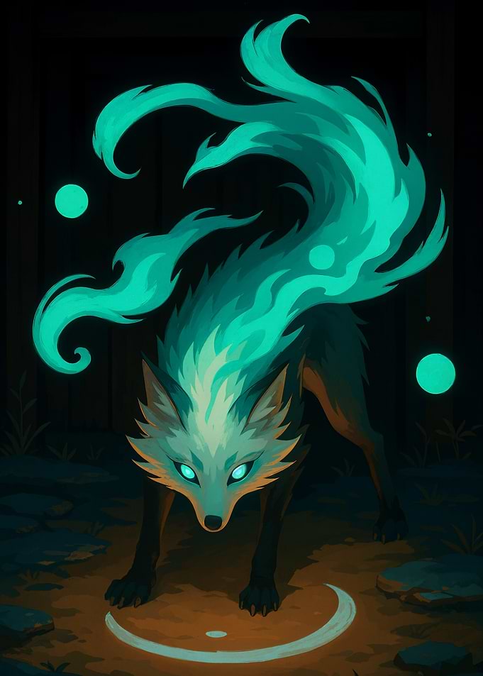 Mystical Fox with Glowing Tail