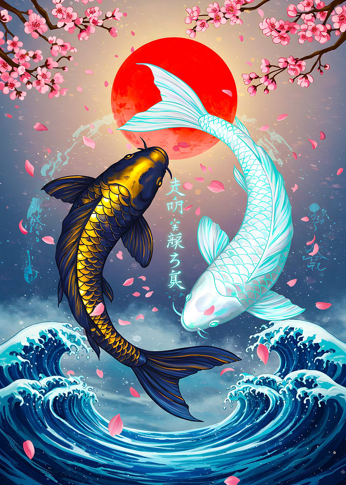 Yin Yang Koi Fish Illustration